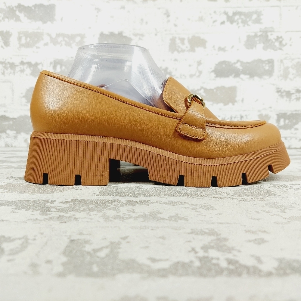 New BCBGeneration Raylin Brown Leather Chunky Sole Slip On Loafers O690 - Picture 5 of 13